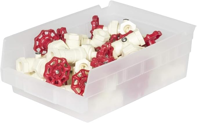 Akro-Mils 30150 Plastic Shelf Bins, Heavy Duty Storage Bins for Garage, Closet, and Drawer Organization, 12" x 8" x 4", Clear, 12-Pack