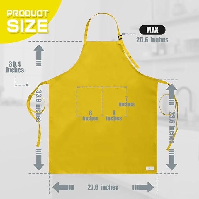 ROTANET Extra Large Apron for Men Adjustable Bib Aprons with 2 Pockets Cooking Kitchen Women Chef Water & Oil Resistant