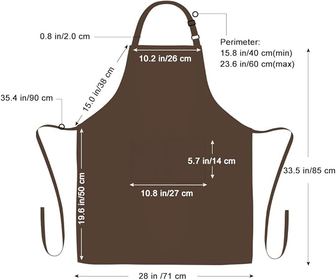 Jubatus 2 Pack Bib Aprons with 2 Pockets Cooking Chef Kitchen Apron for Women Men, Brown