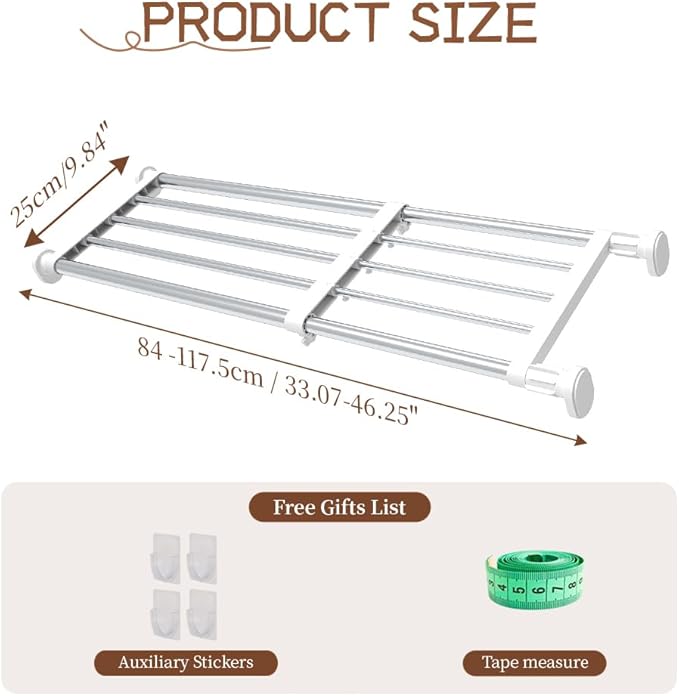 Hershii Expandable Shelf Rod Closet System Heavy Duty Clothes Hanger Adjustable DIY Storage Organizer Shoe Rack