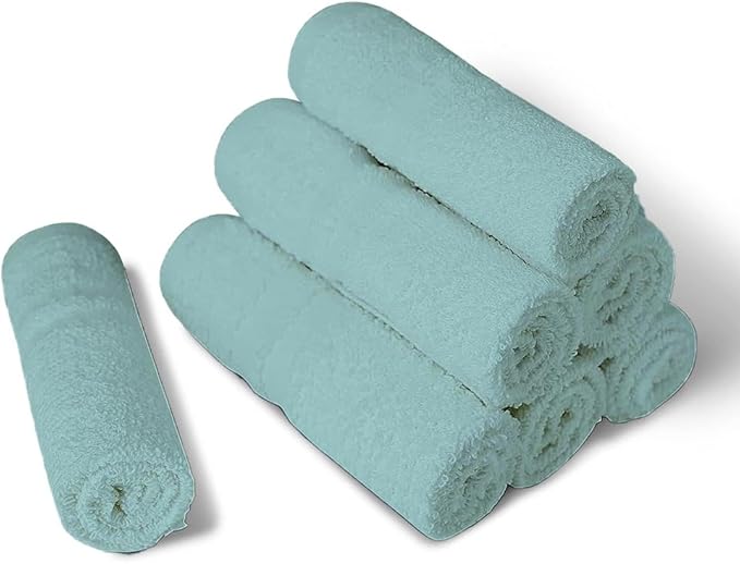 100% Cotton Washcloth - 60 Pack|700 GSM|Soft Face & Body Washcloth|Highly Absorbent|12 x 12 Inch|Aqua