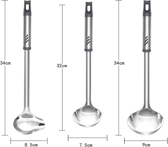 Soup Ladle, 13.9 inch Large Ladles Serving Spoons, 4 oz Stainless Steel Ladle with Heat-proof Handle, Comfortable Grip Design, Durable Construction, Silver