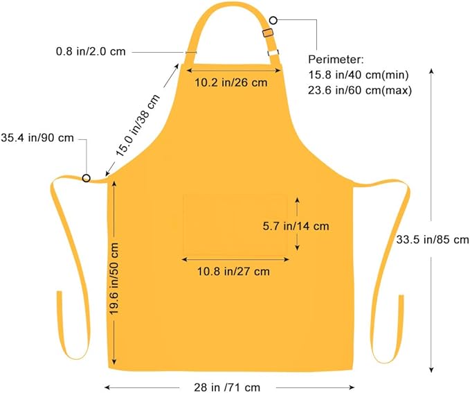 Jubatus 2 Pack Bib Aprons with 2 Pockets Cooking Chef Kitchen Apron for Women Men, Yellow