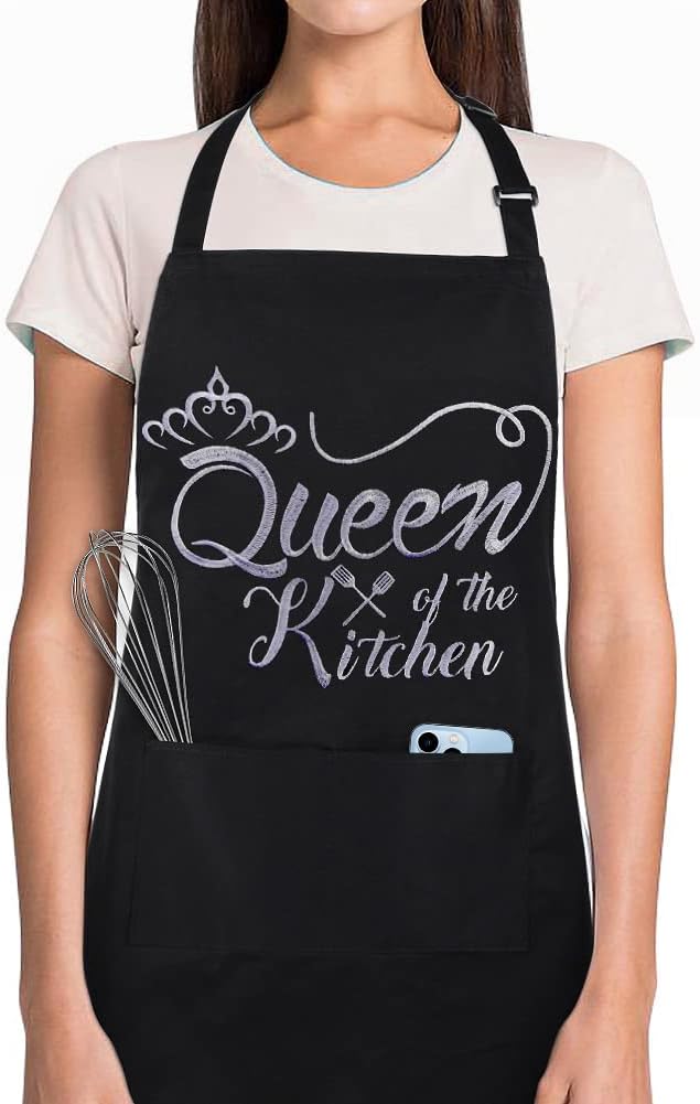 Funny Aprons for Women with Pockets, Kitchen Cooking Grilling Bbq Cute Chef Apron, Mothers Day Birthday Gifts for Women