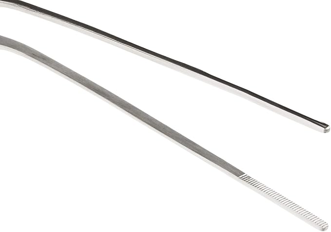 Mercer Culinary 18-8 Stainless Steel Chef Plating Tongs, Offset Tip, 7-7/8 Inch