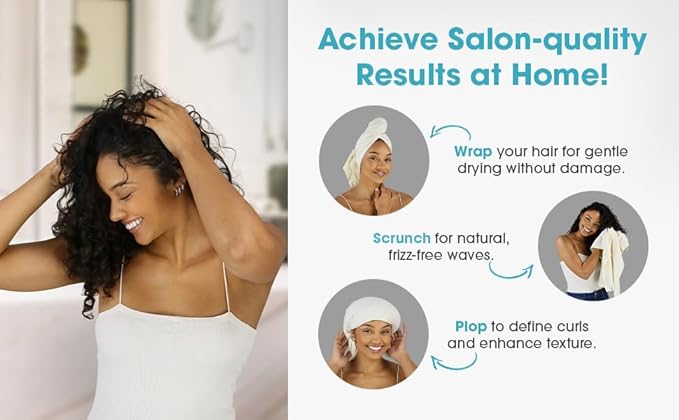 Hair RePear The Ultimate Hair Towel – Standard 21" x 44" Cotton Hair Towel for Wet Hair, Anti-Frizz Microfiber Alternative, Reduces Breakage, Gentle Fast Drying, No-Slip Fit Natural Greige