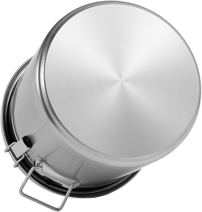 5.5Gal Stainless Steel Canister with Airtight Lid 26-35Lbs Flour Storage Containers for Kitchen Metal Rice Bucket Coffee Canister Dog Food Container Milk Can w/Handles & Sealing Buckles (21L)