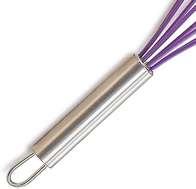 Lillian Vernon Colorful Mini Silicone Whisks Set – 5-Piece Rainbow Kitchen Utensils for Cooking, Baking, Egg Beating & Mixing, 6.5 Inch Small Non Stick Stainless Steel Wire Beaters, Dishwasher Safe
