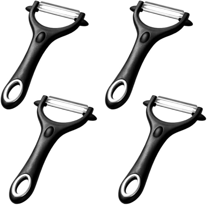 4 Pack Vegetable Potato Peeler for Kitchen,Ergonomic Soft-Touch Handle-Black (Black, 4 Pack)