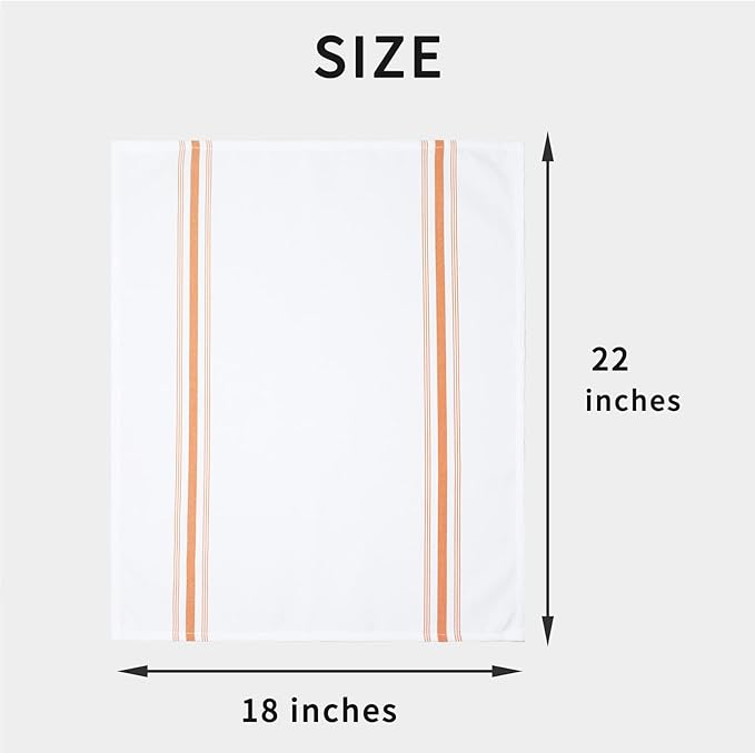 Restaurant Cloth Napkins Set of 12 Pack, Dinner Napkins Cloth Washable 18 x 22 Ins, Reusable Table Napkins Cloth, No Iron,No Fade, Easy to Remove Stains, Orange Stripes