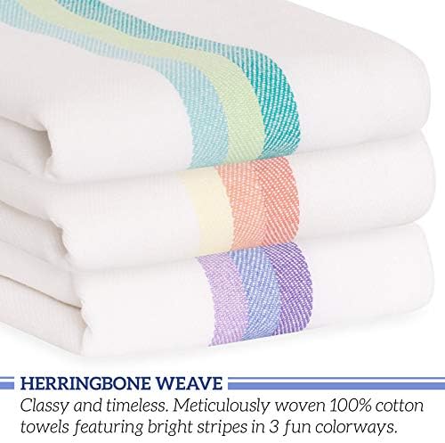 GREEN LIFESTYLE Kitchen Towels 20" x 28" Set of 6 - Kitchen Dish Towels, Cotton Dish Cloths, Tea Towels, Absorbent Dish Drying Cloths, 100% Cotton Large Size Towel, Home or Restaurant Use