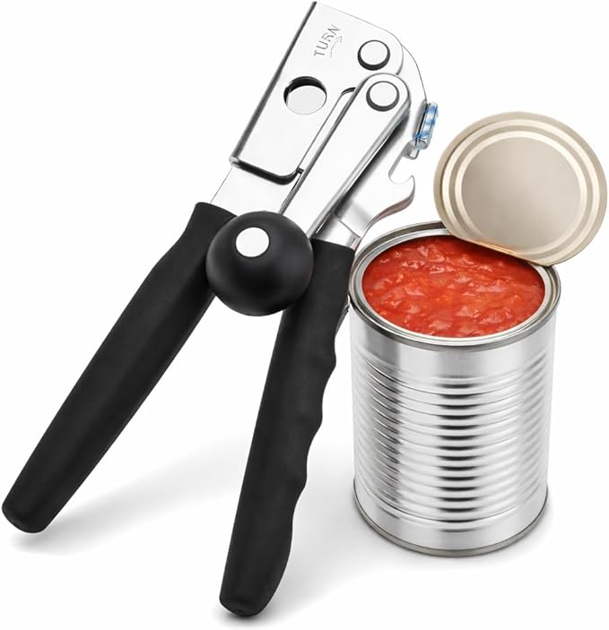 Commercial Can Opener, Heavy Duty Manual Can Opener for Large Cans, Hand Crank Can Opener with Magnetic Lid Lifter, Stainless Steel with Bottle Opener
