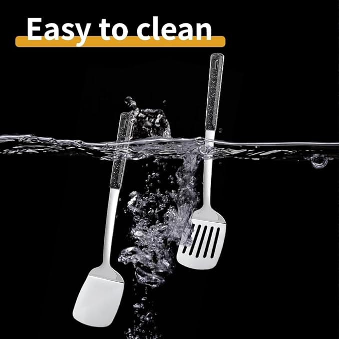 Metal Spatula, Heavy Duty Stainless Steel Spatula with Heat Resistant Handle, Thickened Steel Kitchen Spatula for Cooking, Frying, Pancakes, Eggs, Fish & Daily Kitchen Use
