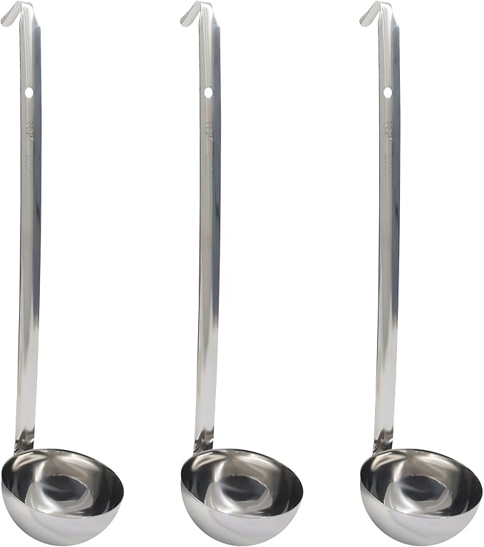 5 Oz Stainless Steel Ladle, 3 Pcs Sturdy Soup Ladle, 11.8" Long Handle Length for Stirring, Portioning and Serving Soup and Stew in Restaurants and Home (3.43" Bowl Diameter）