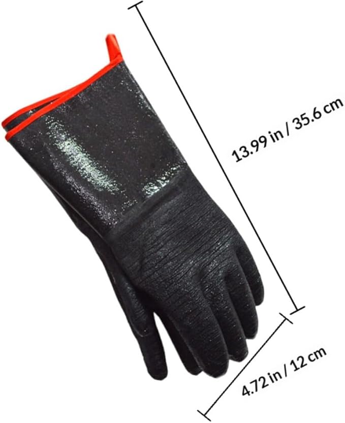 Luxshiny Heat-Resistant Waterproof Neoprene Oven Gloves for BBQ Grilling, Oil and Steam Protection Kitchen Gloves, Black Thermal Protective Mitts for Cooking and Baking