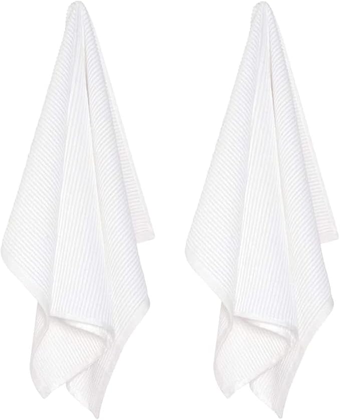 Now Designs Ripple Cotton Dish Towels White 18 x 28in, Set of 2