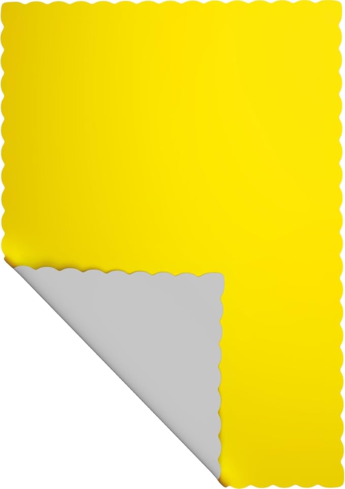 Paper Placemats - Disposable - Scalloped Edge (100, Yellow)