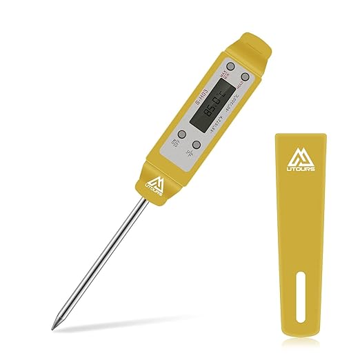 Digital Food Cooking Thermometer, 304 (18/10) Stainless Steel Thermometer Instant Read Meat Thermometer for BBQ Grill Smoker Milk and Water