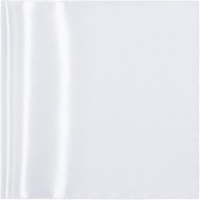 KKJIAF White Silky Satin Napkins (12 Pieces, 17x17 Inches),Washable Polyester Square Table Napkins for Wedding Dinner Party Decoration