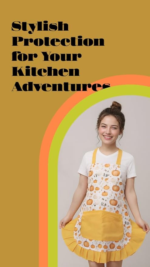 Vintage Floral Apron for Women with Functional Pockets Adjustable Neck Strap for Cooking Baking Mother's Gift
