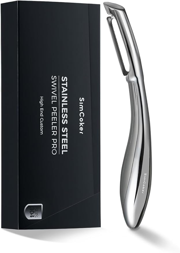 Professional Vegetable Peeler – 304 Stainless Steel Potato Peeler for Kitchen, Ultra Sharp Blade, Ergonomic Non-Slip Handle, Dishwasher Safe, 2-Year Warranty