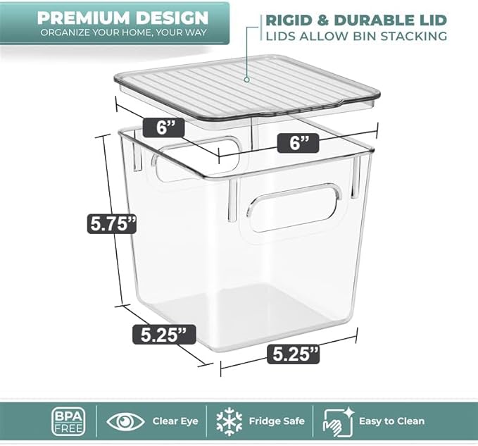 Sorbus Small Clear Plastic Storage Bins with Lids, Clear Stackable Storage Bins, Clear Toy Storage Bins, Clothes, Medicine, Makeup, Closet, Art Supply, Bathroom, Shoe, Toy Storage Organizer (4 Pack)
