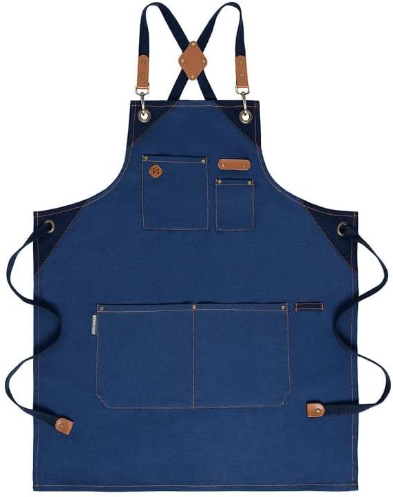 Chef Apron, Recycled Cotton Kitchen Apron with an Adjustable Neck with Long Ties, for cooking, baking