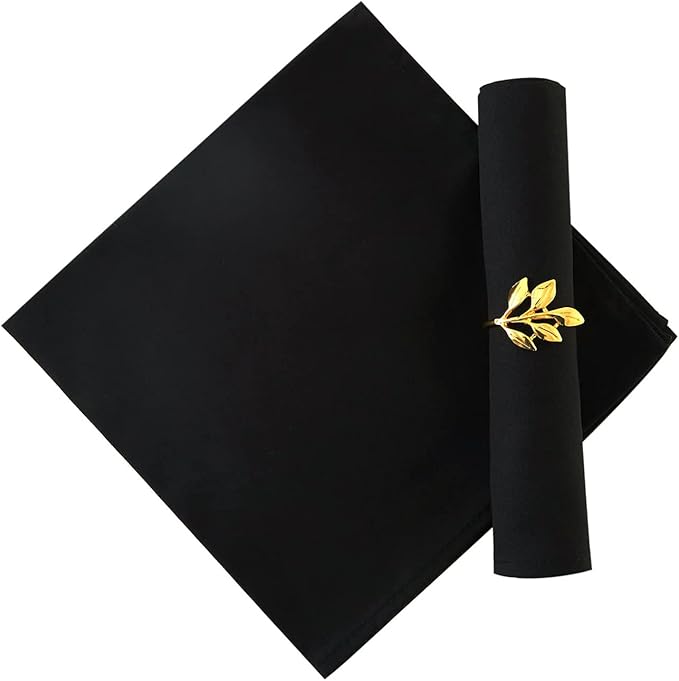 Black Cloth Napkins Set of 12,100% Cotton Napkins,18 x18 inch,Formal Dinner Napkins for Hallooween,Washable,Soft,Thick（Formal Black）