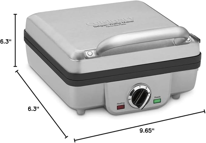 Cuisinart Belgian Waffle Maker with Pancake Plates, Nonstick Plates, 6 Browning Levels, Ready Indicator Lights, Temperature Control, Deep Waffle Pockets, WAF-300NAS, Brushed Stainless
