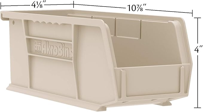 Akro-Mils 30224 AkroBins Plastic Storage Bins, Space-Saving Stackable Bins for Garage, Pantry, Craft Organization, 11" L x 4" W x 4" H, Blue, 12-Pack
