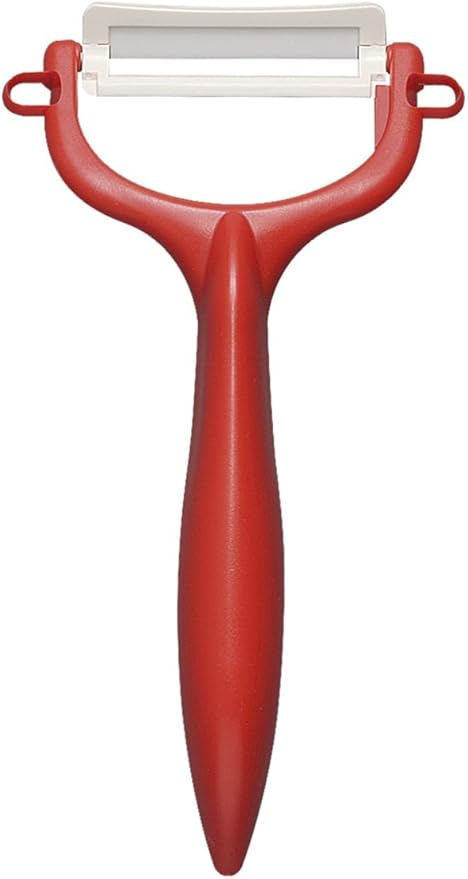 Kyocera CP-99 RD Ceramic Peeler, Rust Free, Easy to Clean, Red T-Shaped Type, Light and Sharp to Use, Lasting Sharpness, No Chance, Disinfecting Bleaching, Made in Japan