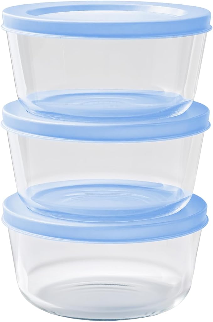 DURA LIVING Borosilicate Glass Food Containers - 6 Piece Set (2 cup) - Premium Storage Solution Microwave & Dishwasher Safe, BPA-Free Lids, White