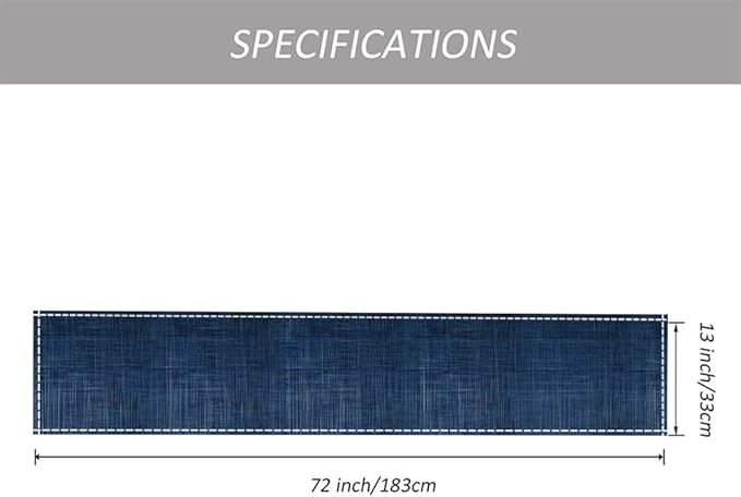 Niviy Dark Blue Table Runner, 12x72 Inch Washable Easy to Clean Farmhouse Navy Blue Table Runners for Holiday Party Kitchen Dining Room Decoration