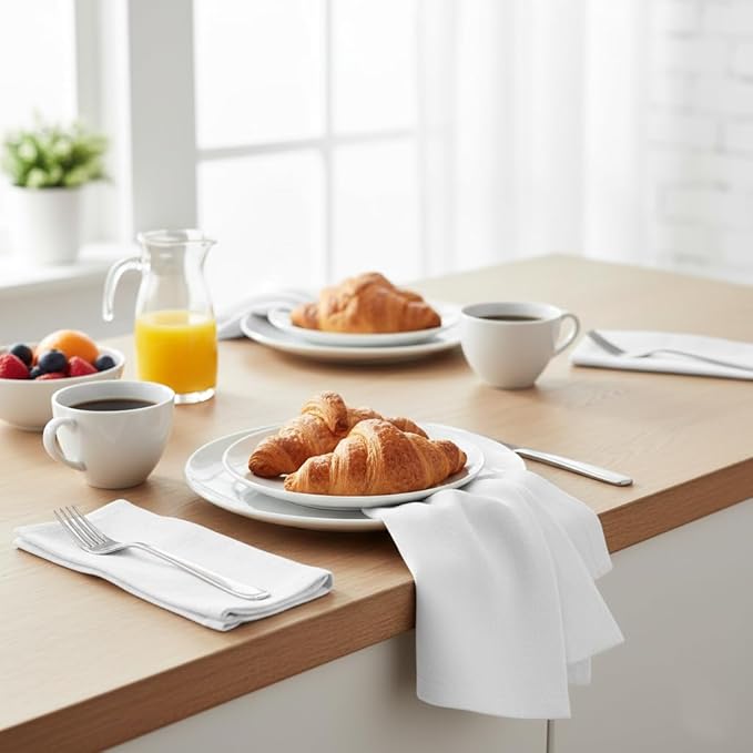 Urban Villa Cloth Napkins White Dinner Napkins Set of 6 (18X18 Inches) 100% Cotton Absorbent Washable Durable Reusable Ideal for Hotel Collection Farmhouse Party Thanksgiving Fall Dinner Napkins