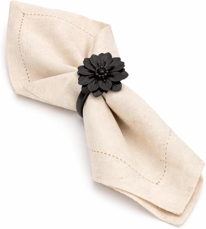 Linen Flax Cotton Cloth Dinner Napkins Set of 24-18x18 Natural Fabric with Hemstitched Mitered Corners - Machine Washable Wedding, Cocktail & Party Table Napkins - Natural