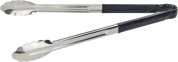 Winco 16" Stainless Steel Serving Tongs with Plastic Handle, Black
