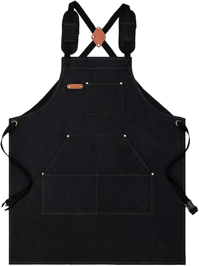 Nanxson Canvas Work Apron, Heavy Duty Carpenter Welding Apron with Wide Braces, Ideal for Gardening and Carpenters