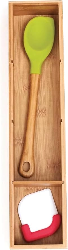 Lipper International Bamboo Drawer Organizer with 3 Removable Dividers, Brown