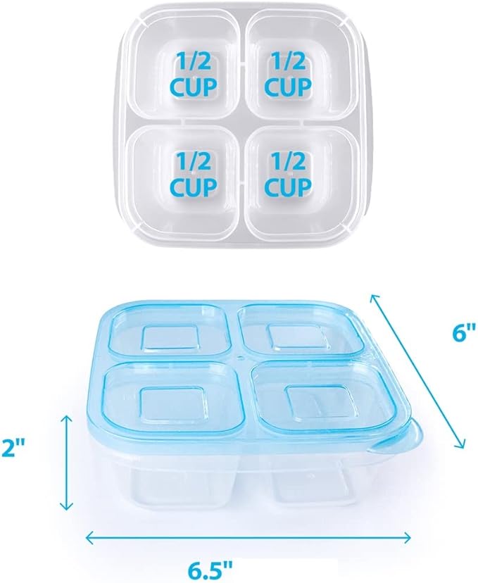 Finorder 6 Pack 4-Compartment Food Containers, Reusable Snack Containers for Kids Adults School Work Picnic, Lunch Bento Box Meal Prep Containers (Classic Color Set)