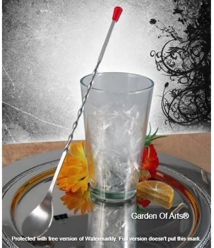 Stainless Steel Bar Tool | Bar Accessories | 11 inches Curvy Design with red or Multi Colour knob bar Cocktail Spoon | Bar Spoon | Long Spoon | Cocktail Mixer | Set of 2 Pieces