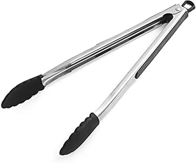 Farberware 5216358 Professional Stainless Steel and Heat Resistant Nylon Locking Kitchen Tongs with Silicone Tips, 12-Inch
