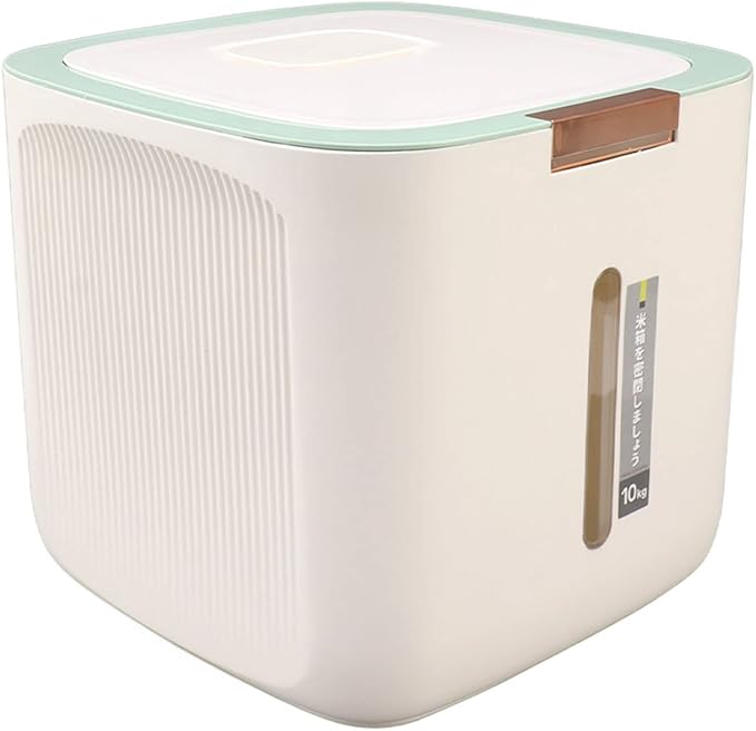 Pssopp Rice Storage Container, 22.lb Food Storage Container with Lid and Measuring Cup, Moistureproof Cereal Grain Storage Box for Beans Grain Flour and Pet Food (Light Green)