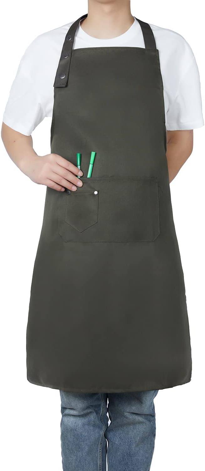 MORNITE Art Aprons for Painting Pottery Ceramics, Mens Women Kitchen Cooking Aprons Waterproof Green