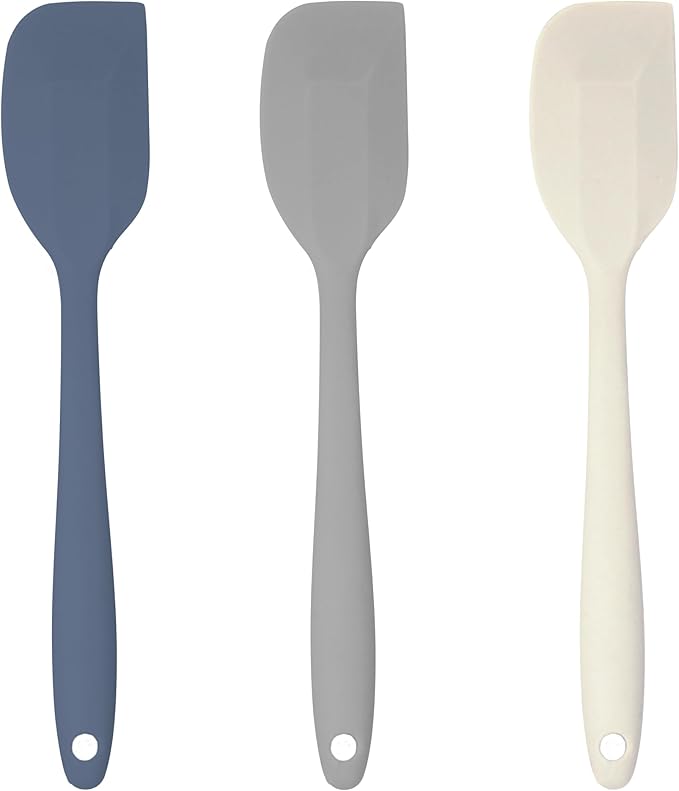 JS Gourmet 3 Pcs Colorful Silicone Spatula Set, Heat Resistant Rubber Kitchen and Baking Utensils for Non-Stick Cookware with Flexible Edges and Soft Touch Handles