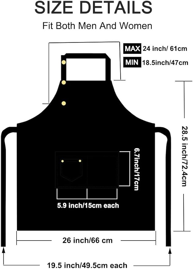 Kitchen Cooking Apron for Women Men with Big Pockets Canvas Waterproof Aprons for Server Pottery Artist Chef Apron