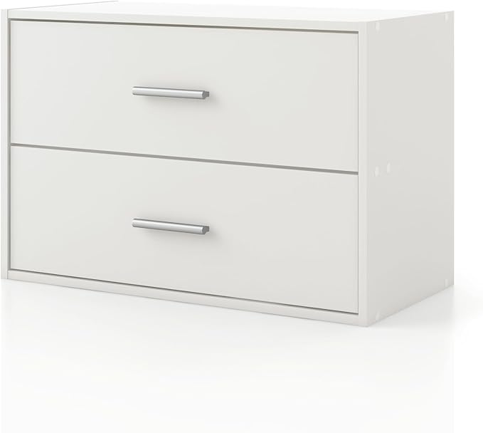 Homes: Inside + Out Apexa 2-Drawer Wooden Stackable Storage Drawers, Small Food Pantry Cabinet, Cajonera De Madera, Underbed Drawer Dorm Teen Room Decor & Bedroom, Home Office, Kitchen, White