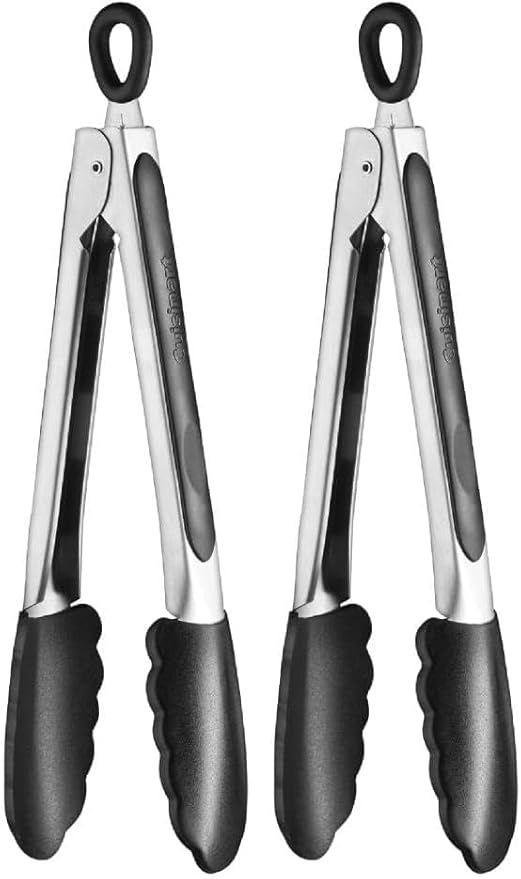Cuisinart Silicone-Tipped 9-Inch Tongs,Black (Pack of 2)