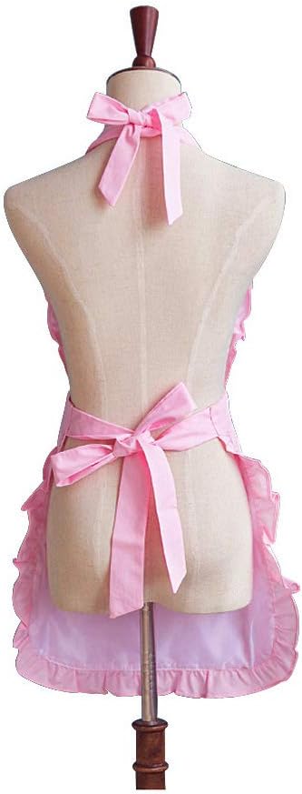 Love Potato Cute Girls Bowknot Lady's Kitchen Restaurant Women's Cake Apron Fashion Funny Aprons for Christmas Gift (Pink)