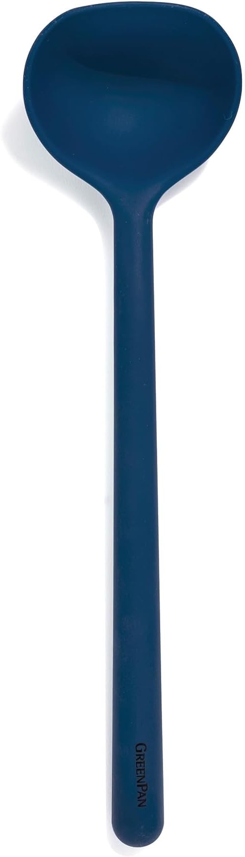 GreenPan Silicone Ladle, Soup Mixing Stirring Serving, Cooking Kitchen Utensil, Flexible Rubber Nonstick Cookware, Rigid Steel Core, Heat-Resistant, Anti-Slip Handle, BPA-Free, Dishwasher Safe, Blue