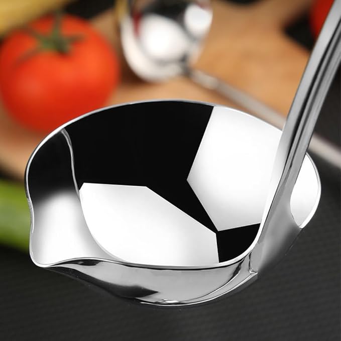Kitchen Luminous Soup Ladle with Pour Spout,Premium 18/8 Stainless Steel,12-Inch Heavy Duty Punch Ladle for Serving,Cooking,Canning,Sauces,Gravy,Stews